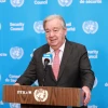 Tổng Thư ký Liên hợp quốc Antonio Guterres phát biểu với báo giới tại New York, Mỹ. (Ảnh: THX/TTXVN)