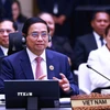 Thủ tướng Phạm Minh Chính phát biểu tại Phiên toàn thể Hội nghị Cấp cao ASEAN lần thứ 46. (Ảnh: Dương Giang/TTXVN)