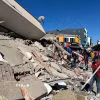 Tòa nhà bị sập sau động đất tại Pereira, Colombia ngày 10/8/2026. (Ảnh: AA/TTXVN phát)