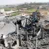 Ngôi nhà tại Sanaa, Yemen bị phá hủy sau khi trúng không kích của Mỹ, ngày 7/4/2025. (Ảnh: THX/TTXVN)