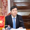 Phó Trưởng ban Tổ chức Trung ương Việt Nam Nguyễn Thành Tâm phát biểu tại Hội đàm. (Ảnh: Xuân Tú/TTXVN