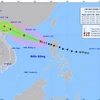 Dự báo hướng di chuyển của bão số 11. (Ảnh: Trung tâm dự báo khí tượng thủy văn Quốc gia)