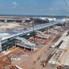 Nhà ga hành khách sân bay Long Thành đang gấp rút thi công. (Ảnh: Công Phong/TTXVN)