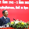 Đại sứ Việt Nam tại Lào Nguyễn Minh Tâm phát biểu tại Lễ kỷ niệm. (Ảnh: Xuân Tú/TTXVN)