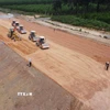 Một đoạn cao tốc Biên Hòa - Vũng Tàu qua tỉnh Đồng Nai đã cơ bản hoàn thành đắp nền đường. (Ảnh: Công Phong/TTXVN)