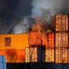 Hiện trường đám cháy tại cảng Hamburg. (Ảnh: DPA)