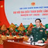 Đại tướng Phan Văn Giang, Ủy viên Bộ Chính trị, Phó Thủ tướng Chính phủ, Phó Bí thư Quân ủy Trung ương, Bộ trưởng Bộ Quốc phòng phát biểu chào mừng Đại hội. (Ảnh: Trọng Đức/TTXVN)