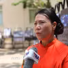 Bà Nguyễn Thị Thanh Hương, Hiệu trưởng Trường song ngữ Lào-Việt Nam Nguyễn Du, trả lời phỏng vấn. (Ảnh: Xuân Tú/TTXVN)