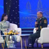 Thiếu tướng Nguyễn Kim Khanh, nguyên Phó Tư lệnh Bộ đội Biên phòng, nguyên Phó Chủ nhiệm Ủy ban Quốc phòng an ninh của Quốc hội chia sẻ kỷ niệm về thời gian trực tiếp tham gia chiến đấu giúp nhân dân Campuchia thoát khỏi thảm họa diệt chủng. (Ảnh: Minh Phú/TTXVN)