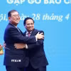 Thủ tướng Phạm Minh Chính và Thủ tướng Nhật Bản Ishiba Shigeru tại cuộc gặp gỡ báo chí hai nước. (Ảnh: Dương Giang/TTXVN)