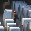 Vận chuyển thép cuộn tại cảng quốc tế ở thành phố Liên Vân Cảng, Trung Quốc. (Nguồn: THX/TTXVN)