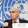 Cao ủy LHQ về nhân quyền Volker Turk phát biểu trong một cuộc họp báo ở Geneva, Thụy Sĩ. (Ảnh: Kyodo/TTXVN)