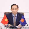 Ủy viên Bộ Chính trị, Bộ trưởng Ngoại giao Lê Hoài Trung tham dự hội nghị. (Ảnh: TTXVN phát)
