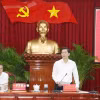 Ông Lê Quang Tùng, Ủy viên Ban Chấp hành Trung ương Đảng, Bí thư Thành ủy, Trưởng Ban Chỉ đạo thành phố Cần Thơ về phòng, chống tham nhũng, lãng phí, tiêu cực phát biểu tại phiên họp. (Ảnh: Ngọc Thiện/TTXVN)