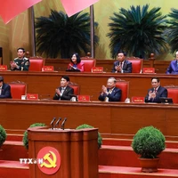 Đoàn Chủ tịch điều hành Đại hội XIV của Đảng. (Ảnh: TTXVN)