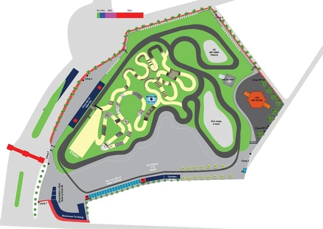 Sơ đồ trường đua môtô Happy Land.