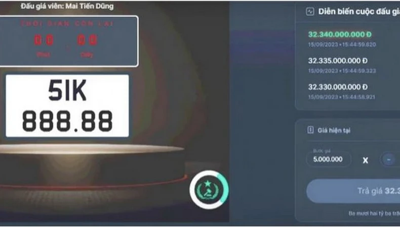 TP.HCM: Biển số “ngũ quý” 8 trúng đấu giá cao nhất 32,34 tỷ đồng