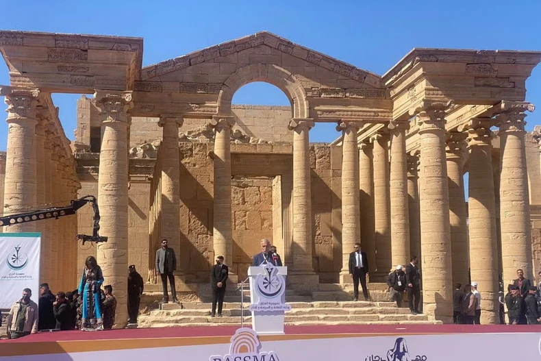 Tổng thống Iraq Abdul Latif Rashid phát biểu tại lễ khai mạc Lễ hội Quốc tế Hatra. (Nguồn: 964Media)