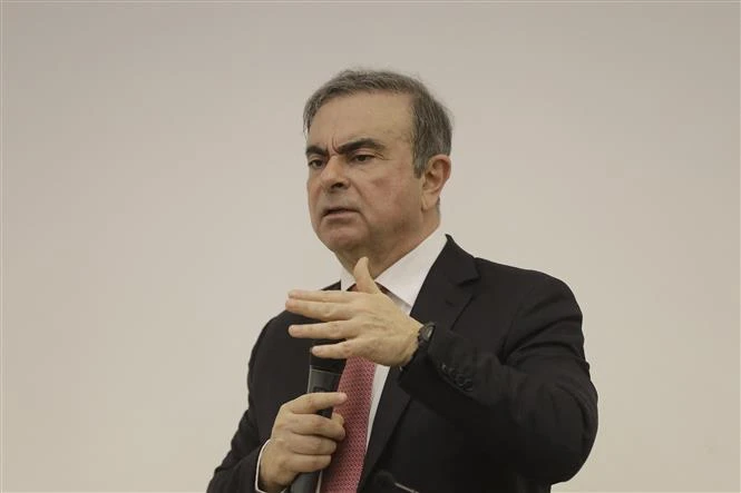 Cựu Chủ tịch tập đoàn sản xuất ôtô Renault-Nissan, ông Carlos Ghosn tại cuộc họp báo ở Beirut, Liban, ngày 8/1/2020. (Ảnh: AFP/TTXVN) 