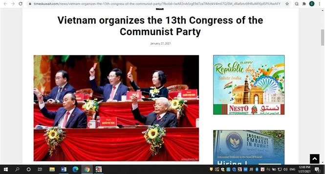 Báo Kuwait đưa tin về Đại hội XIII của Đảng Cộng sản Việt Nam. (Ảnh: Anh Tuấn/TTXVN)