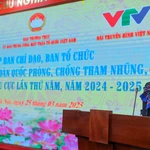 Bà Nguyễn Thị Thu Hà Phó Chủ tịch, Tổng Thư ký Ủy ban Trung ương Mặt trận Tổ quốc Việt Nam phát biểu tại cuộc họp. (Ảnh: Hoài Nam/Vietnam+)