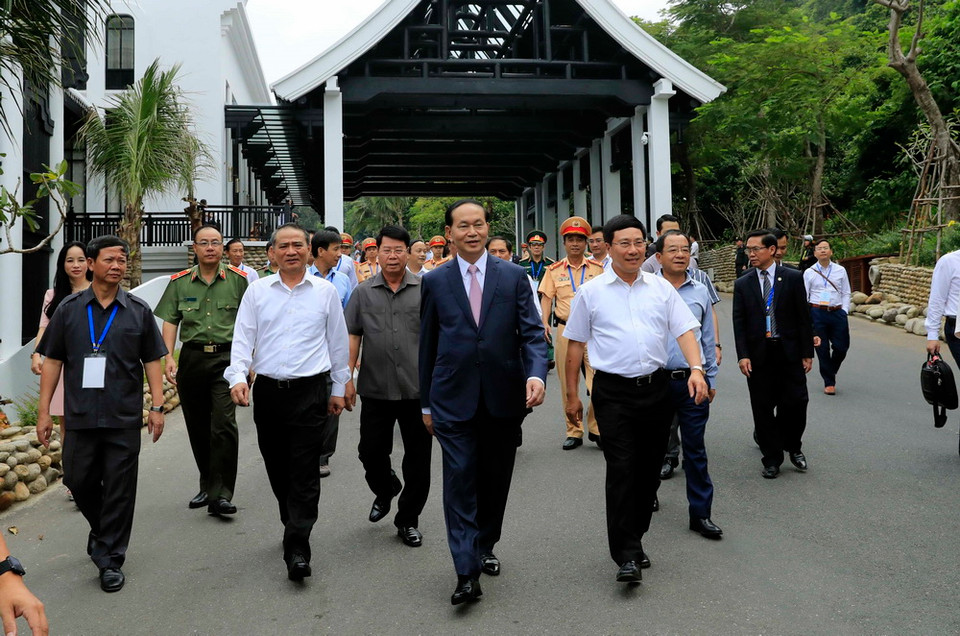 Chủ tịch nước Trần Đại Quang dự Chương trình Tổng duyệt các hoạt động của Tuần lễ Cấp cao APEC 2017. (Ảnh: TTXVN)