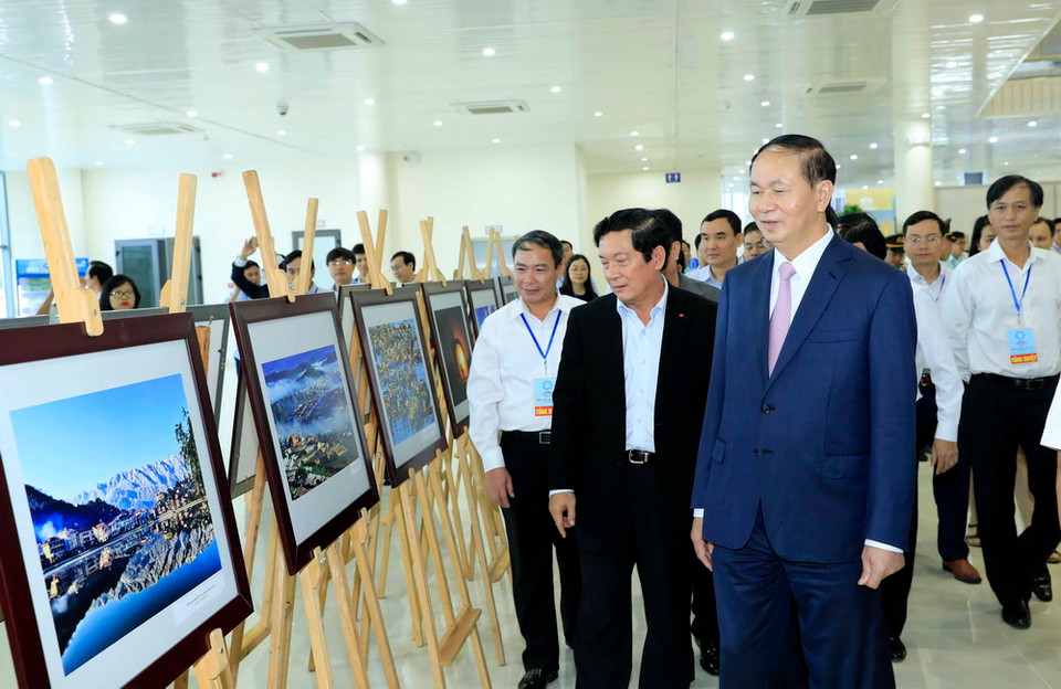 Chủ tịch nước Trần Đại Quang dự Chương trình Tổng duyệt các hoạt động của Tuần lễ Cấp cao APEC 2017. (Ảnh: Nhan Sáng/TTXVN)