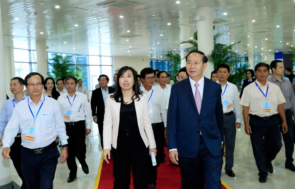 Chủ tịch nước Trần Đại Quang dự Chương trình Tổng duyệt các hoạt động của Tuần lễ Cấp cao APEC 2017. (Ảnh: Nhan Sáng/TTXVN)