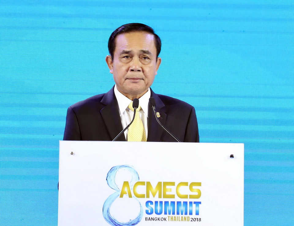 Thủ tướng Thái Lan Prayuth Chan-ocha phát biểu tại lễ khai mạc hội nghị. (Ảnh: Thống Nhất/TTXVN)