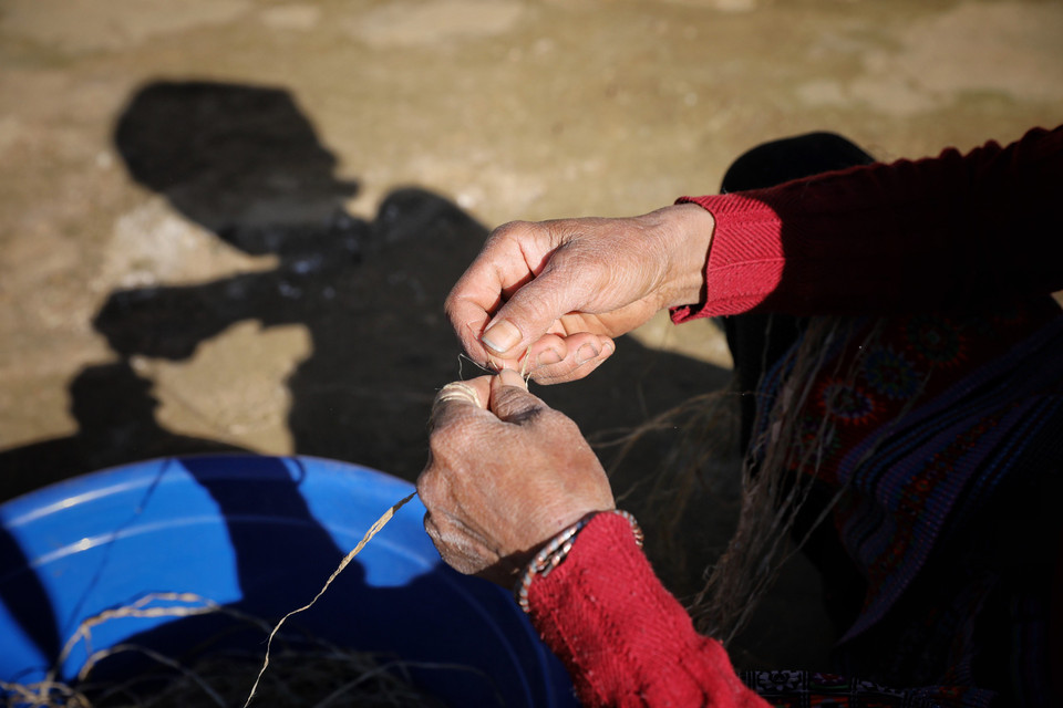 Cứ đến tháng Ba âm lịch, khi trồng ngô cũng là lúc gieo trồng cây lanh. Chỉ cần lấy hạt lanh trộn thật đều cùng phân chuồng đã ủ với tro bếp, trộn xong rải mỏng xuống đất, rồi phủ một lớp đất mỏng nữa là xong, gieo dày thưa tùy thích. Nghề dệt vải lanh của người H’Mông vô cùng cầu kỳ, đòi hỏi sự kiên trì, nhẫn nại. Các công đoạn để làm lên một tấm vải lanh, từ lúc đập lanh, tước dập vỏ lanh, kéo sợi đến dệt lanh đều được làm bằng tay. (Ảnh: Xuân Mai/Vietnam+)