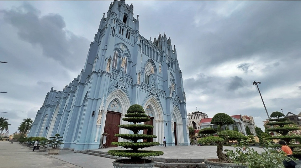 Ngày nay, nhà thờ Phú Nhai là biểu tượng văn hóa nổi tiếng của xứ đạo Nam Định, đặc biệt, nơi đây còn được mệnh danh là Thánh đường lớn nhất Đông Nam Á. (Ảnh: Mai Mai/Vietnam+)