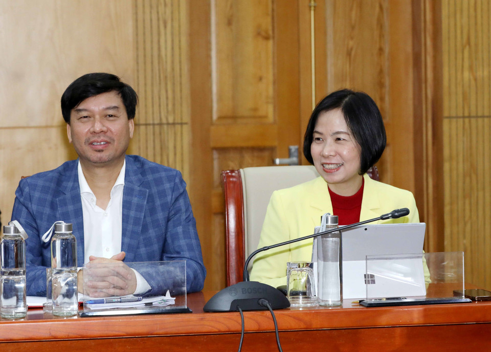 Bí thư Đảng ủy, Tổng Giám đốc Thông tấn xã Việt Nam Vũ Việt Trang cùng đại biểu dự hội nghị. (Ảnh: Phương Hoa/TTXVN)