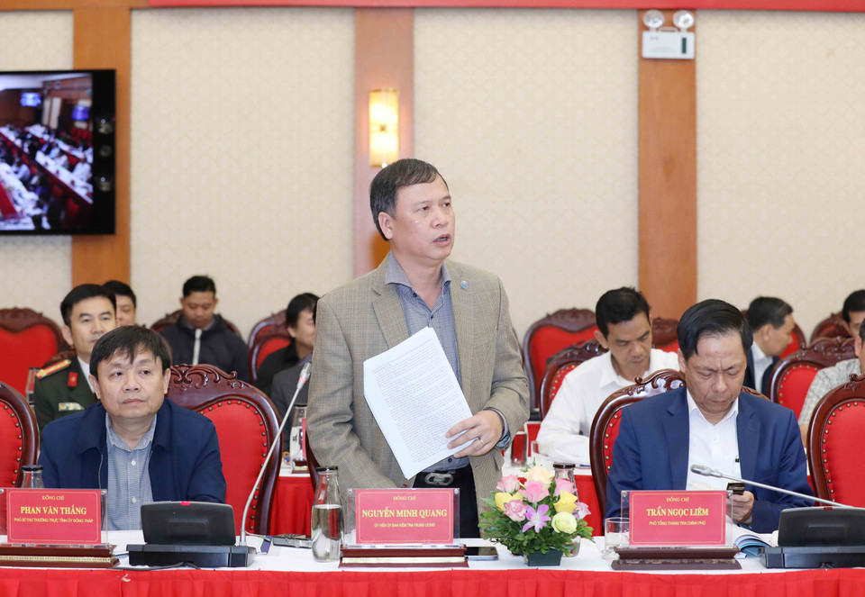 Ông Nguyễn Minh Quang, Ủy viên Ủy ban Kiểm tra Trung ương phát biểu tại hội thảo. (Ảnh: Phương Hoa/TTXVN)