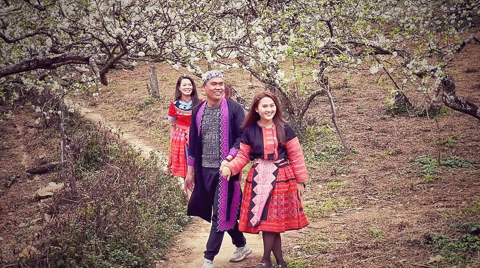 Nơi đây trở thành điểm du Xuân ưa thích của giới trẻ. (Ảnh: Xuân Mai/Vietnam+)