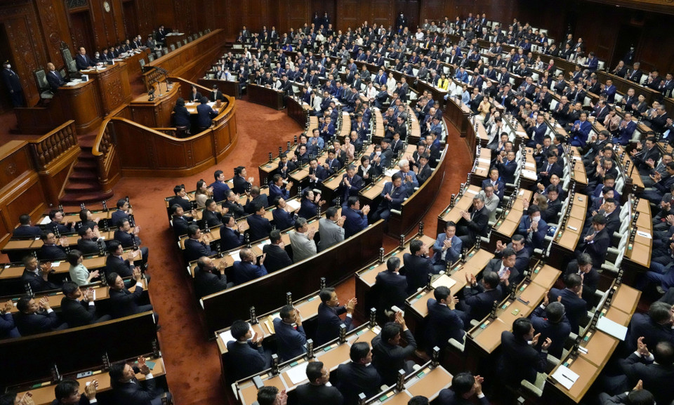 Ngày 1/10/2024, Quốc hội Nhật Bản đã họp phiên bất thường và bầu Chủ tịch đảng Dân chủ Tự do (LDP) Shigeru Ishiba làm Thủ tướng thứ 102 của nước này. (Ảnh: Kyodo/TTXVN)