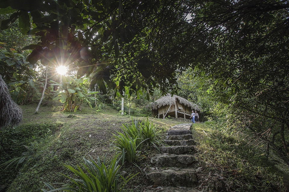 Khu trưng bày tái hiện nhà Nóc Trọi, những người sinh sống trong căn nhà này là tầng lớp bần cùng trong xã hội Mường. (Ảnh: Trọng Đạt/TTXVN)