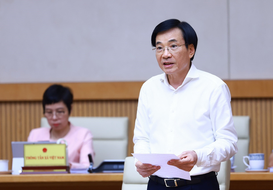 Bộ trưởng, Chủ nhiệm Văn phòng Chính phủ Trần Văn Sơn phát biểu. (Ảnh: Dương Giang/TTXVN)