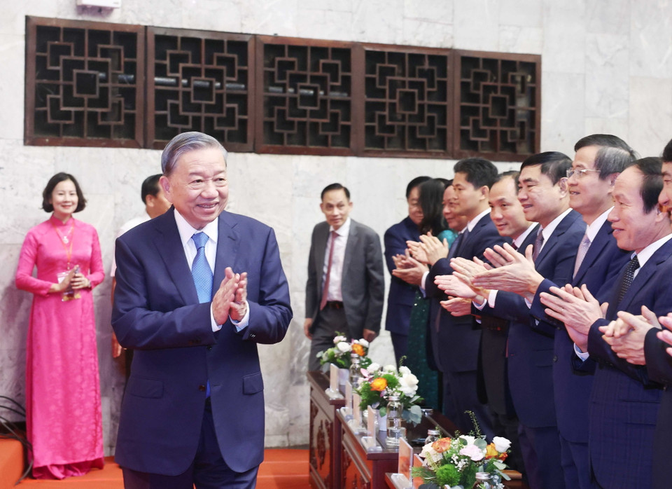 Tổng Bí thư Tô Lâm đến dự Chương trình 'Hồ Chí Minh-Hành trình khát vọng 2024.' (Ảnh: Thống Nhất/TTXVN)