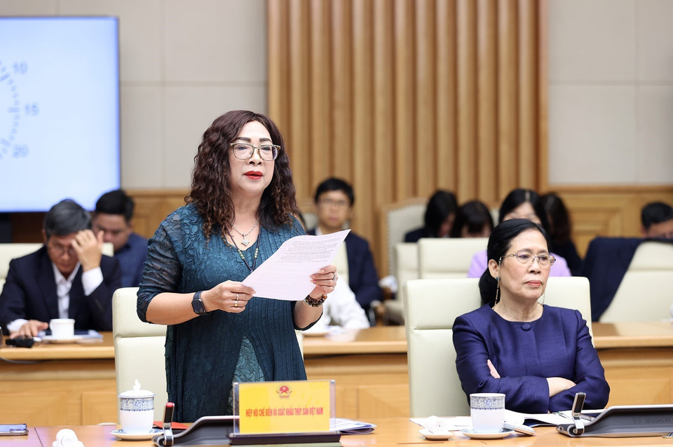 Bà Cao Thị Kim Lan, Giám đốc Công ty cổ phần thủy sản Bình Định phát biểu. (Ảnh: Dương Giang/TTXVN)