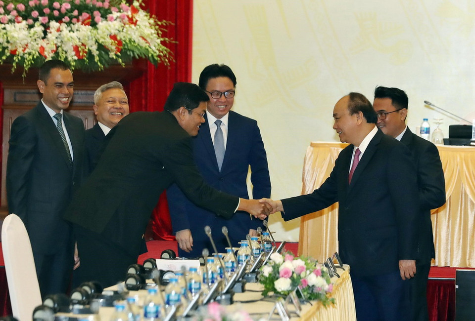 Thủ tướng Nguyễn Xuân Phúc và các đại biểu tham dự hội nghị. (Ảnh: Thống Nhất/TTXVN)