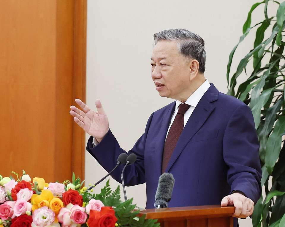 Tổng Bí thư Tô Lâm phát biểu. (Ảnh: Thống Nhất/TTXVN)