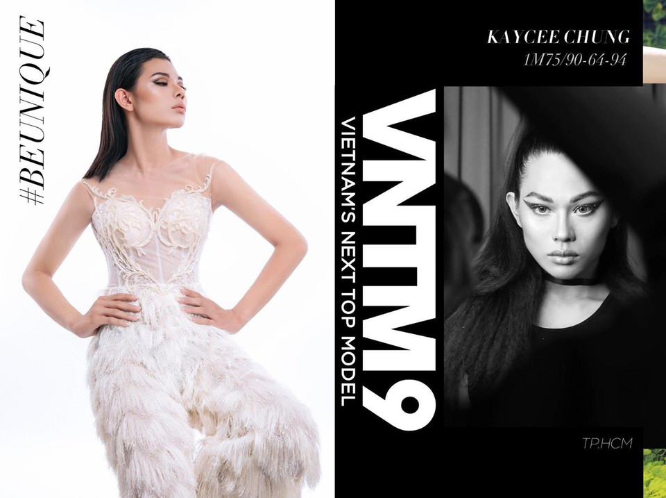 Kaycee Chung là một trong những thí sinh nhỏ tuổi nhất của phần thi Top Model Online. Dù vậy, thí sinh 18 tuổi này đã có nhiều năm kinh nghiệm hoạt động trong làng thời trang. Kaycee Chung cao 1m75, số đo hình thể 90-64-94. Đây cũng là một đối thủ ‘đáng gờm’ trong nhóm người mẫu phi giới tính của cuộc thi.