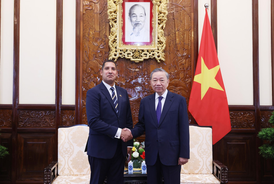 Tổng Bí thư, Chủ tịch nước Tô Lâm tiếp Đại sứ Vương quốc Thụy Điển tại Việt Nam Johan Ndisi đến trình Quốc thư. (Ảnh: Lâm Khánh/TTXVN)