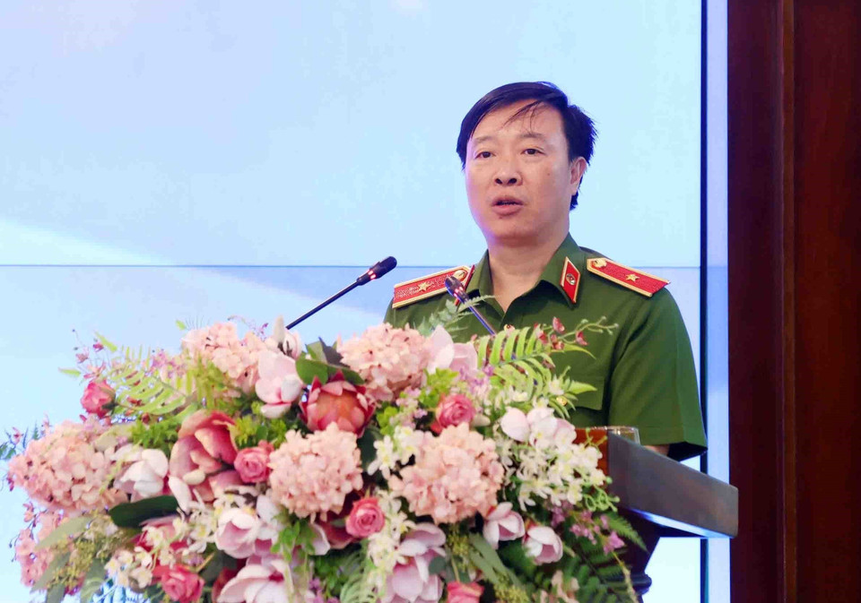 Thiếu tướng Nguyễn Ngọc Cường, Cục Cảnh sát quản lý hành chính về trật tự xã hội (Bộ Công an) phát biểu. (Ảnh: Phạm Kiên/TTXVN)