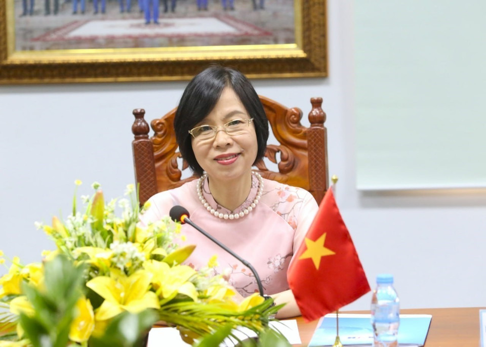 Tổng Giám đốc TTXVN Vũ Việt Trang tại cuộc hội đàm. (Ảnh: Hoàng Minh/TTXVN)