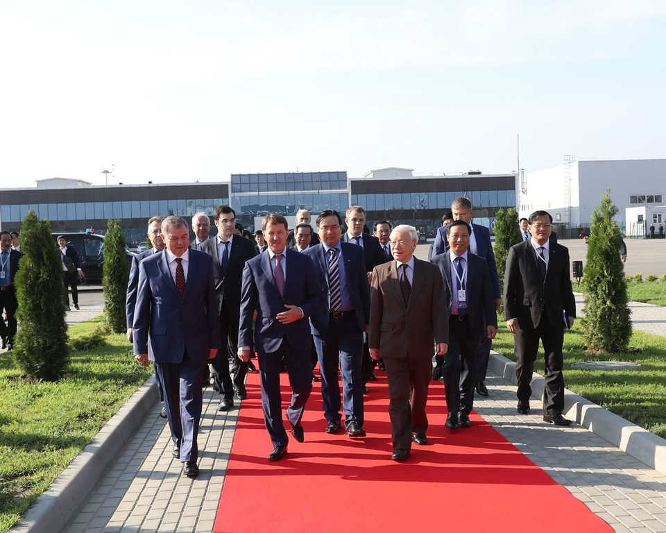  Tổng Bí thư Nguyễn Phú Trọng đến thăm Đặc khu kinh tế Kaluga. (Ảnh: Trí Dũng/TTXVN)