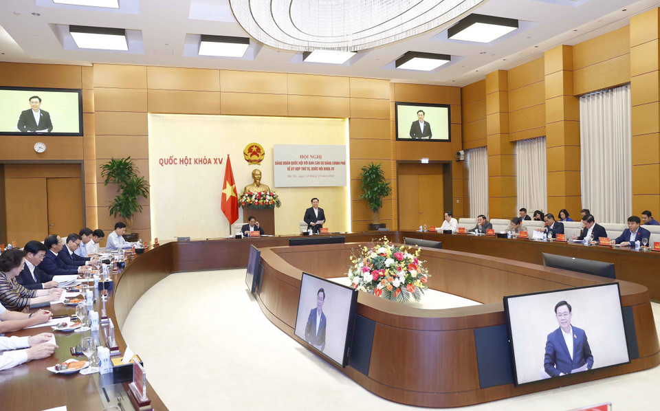 Chủ tịch Quốc hội Vương Đình Huệ phát biểu. (Ảnh: Doãn Tấn/TTXVN)