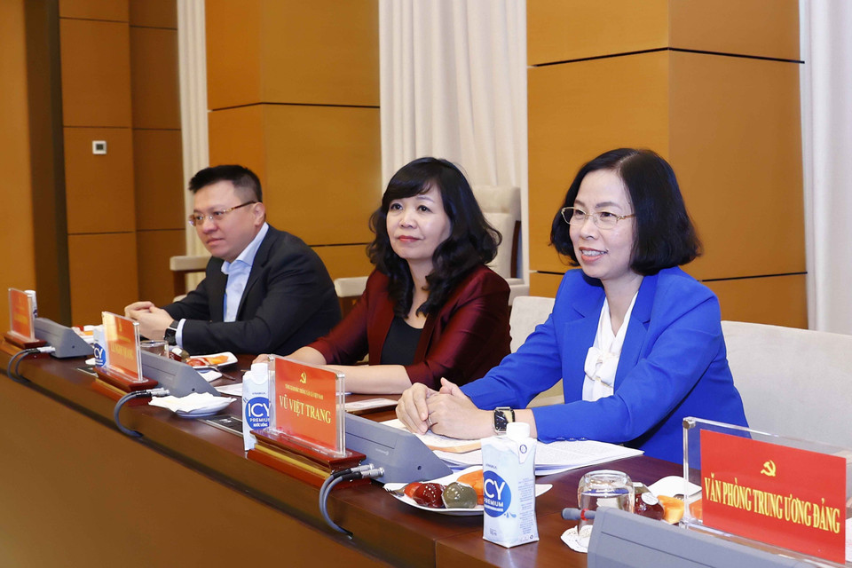 Các lãnh đạo cơ quan báo chí Trung ương dự Hội nghị. (Ảnh: Doãn Tấn/TTXVN)