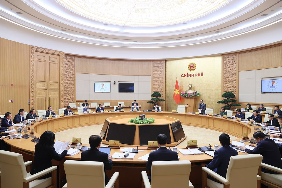 Quang cảnh Phiên họp Chính phủ chuyên đề xây dựng pháp luật tháng 12. (Ảnh: Dương Giang/TTXVN)