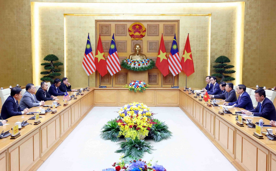 Quang cảnh buổi hội kiến. (Ảnh: Phạm Kiên/TTXVN)